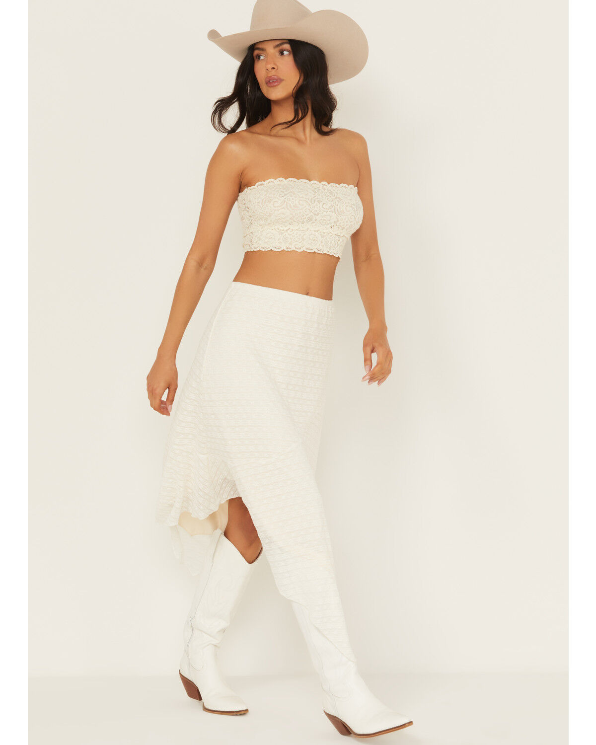 Image #1 - Originality Women's Boot Barn Exclusive Asymmetrical Midi Skirt, Ivory, hi-res