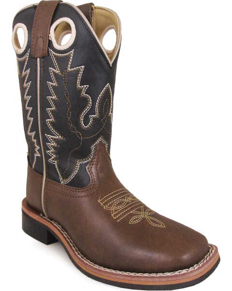 Smoky Mountain Boys' Blaze Western Boot - Square Toe, Brown, hi-res