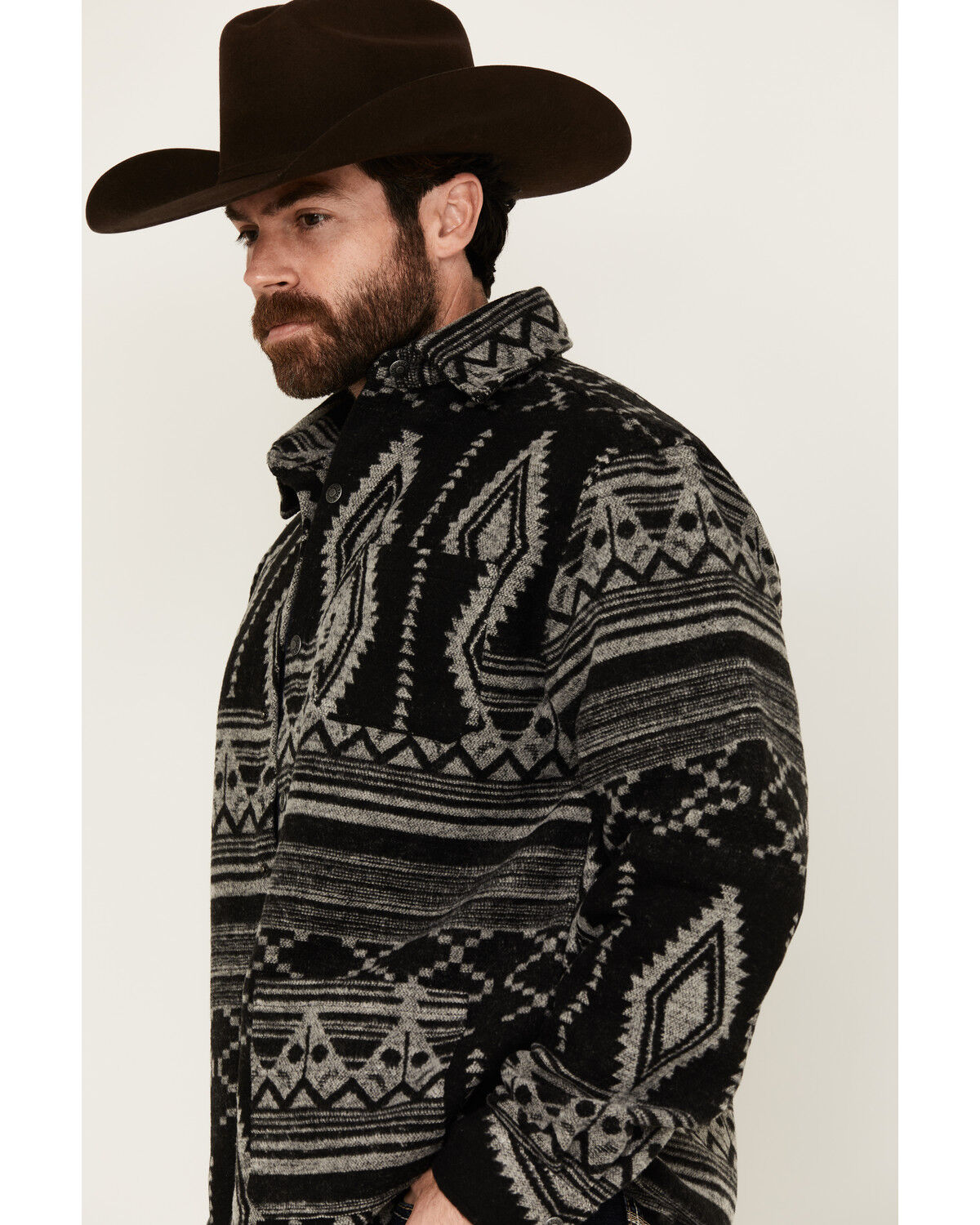Image #2 - Outback Trading Co Men's Luca Southwestern Print Shacket, Black, hi-res