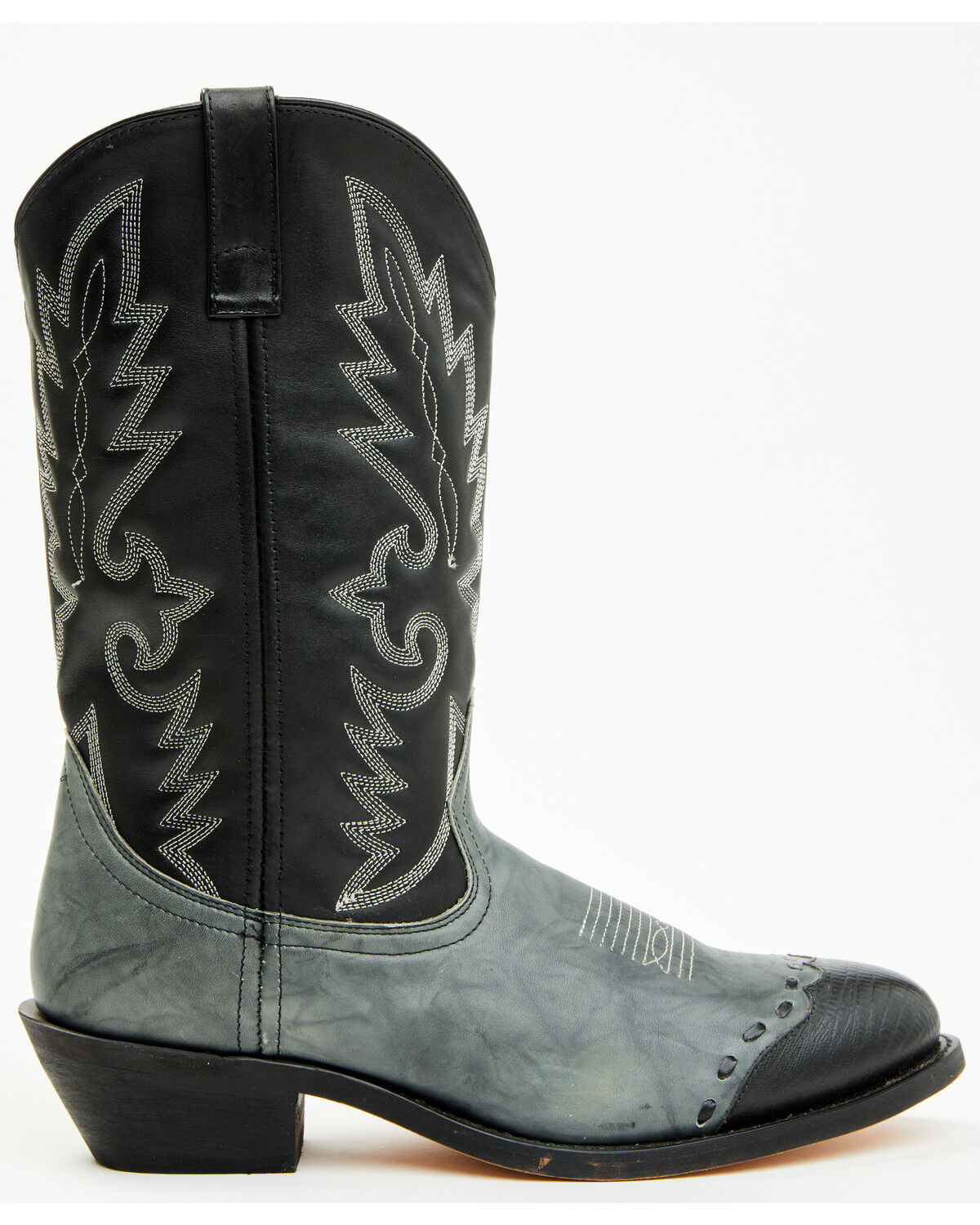 Image #2 - Laredo Men's Lizard Print Wingtip Western Boots - Round Toe, Grey, hi-res