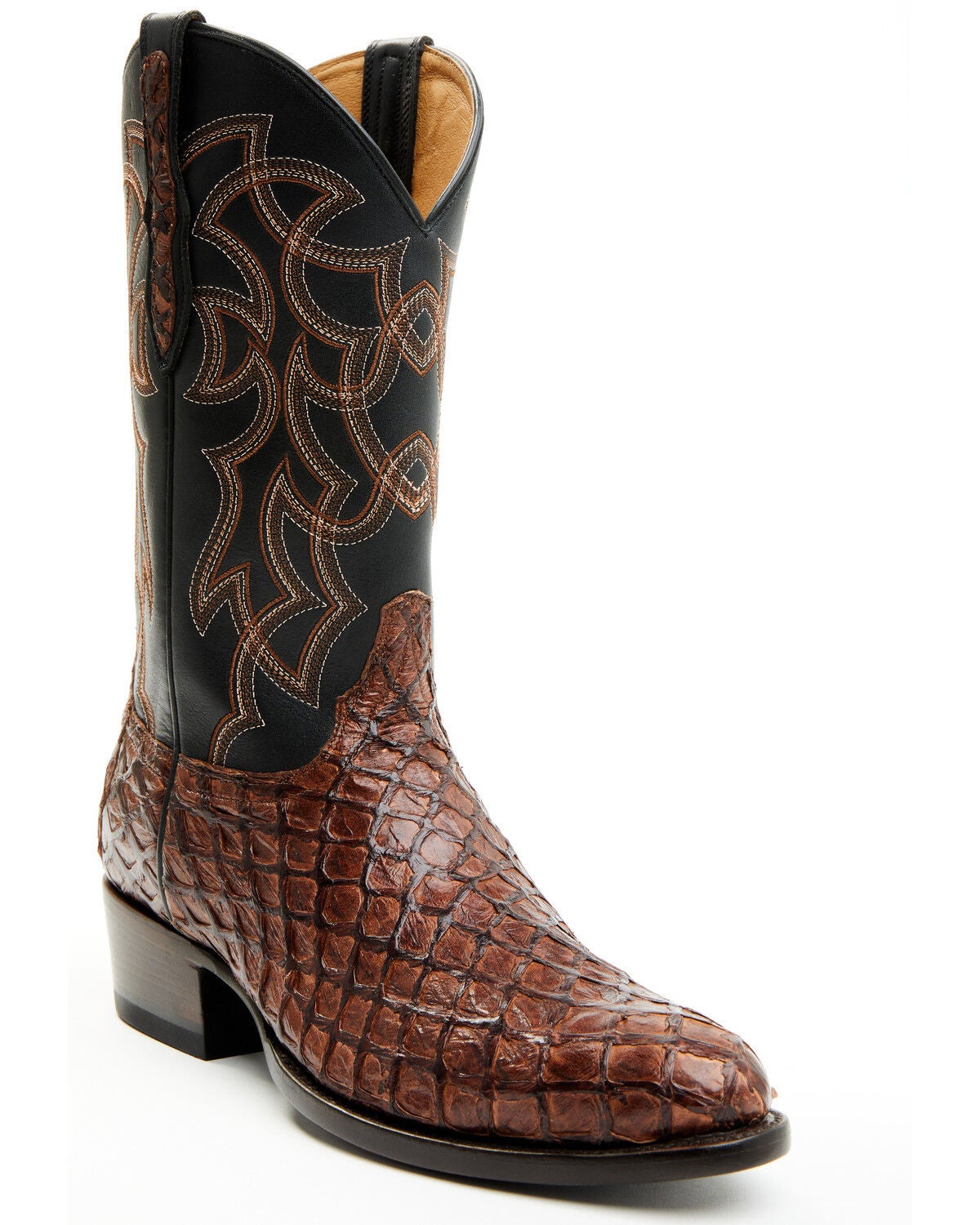 Cody James Men's Exotic Pirarucu Western Boots - Round Toe, Dark Brown, hi-res