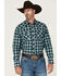 Image #1 - Wrangler Retro Men's Plaid Print Long Sleeve Snap Western Shirt, Turquoise, hi-res