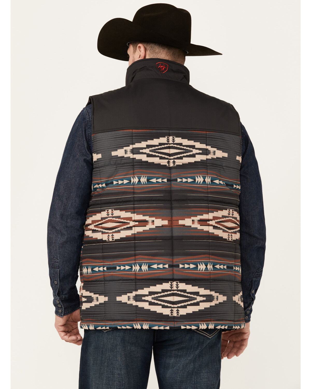 Image #4 - Ariat Men's Crius Southwestern Print Insulated Vest, Dark Grey, hi-res