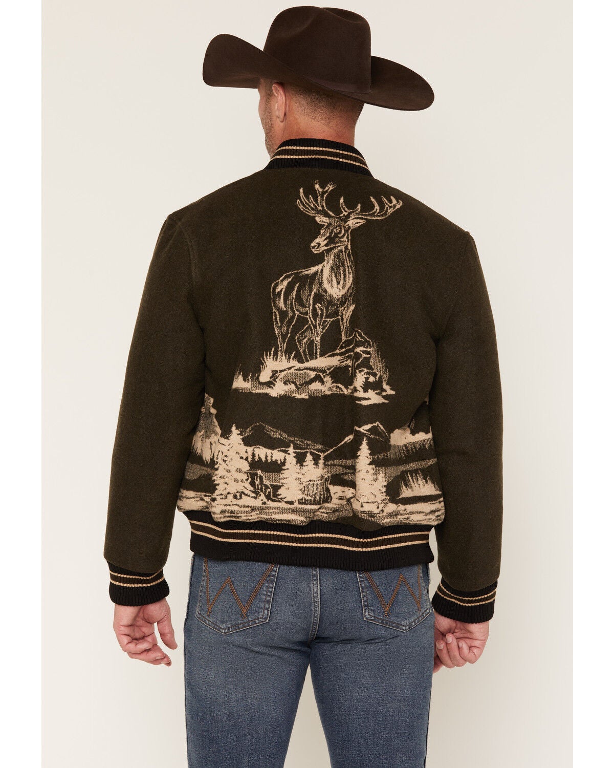 Image #4 - Pendleton Men's Lookout Valley Varsity Bomber Jacket, Olive, hi-res