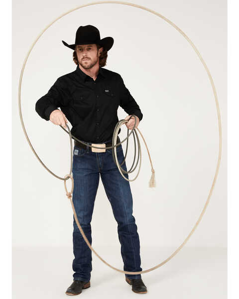 Kimes Ranch Men's Blackout Solid Long Sleeve Snap Western Shirt, Black, hi-res