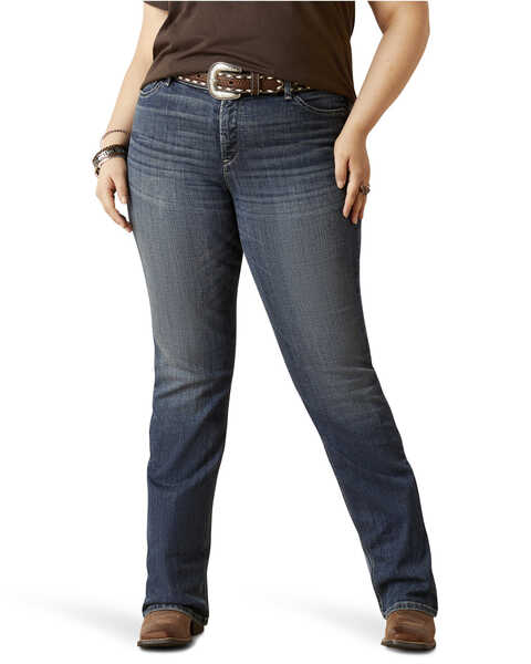 Image #2 - Ariat Women's R.E.A.L. Perfect Rise Madison Stretch Straight Jeans - Plus, Dark Wash, hi-res