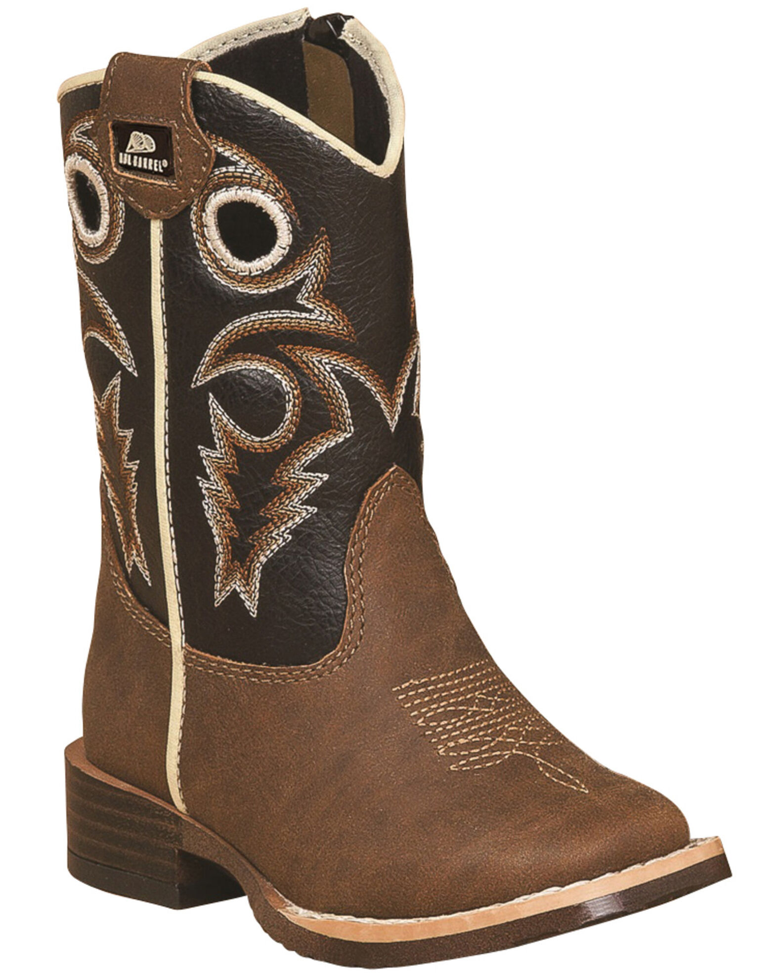 Double Barrel Toddler Boys Brown Trace Zipper Western Boots Square Toe Sheplers
