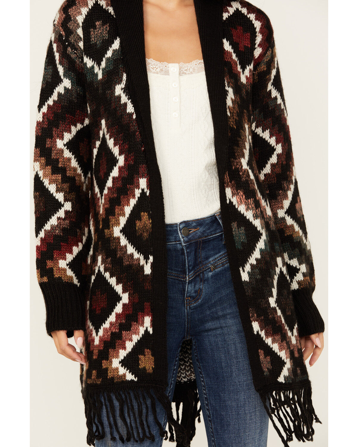 Image #3 - Idyllwind Women's Timothy Southwestern Print Sweater, Maroon, hi-res