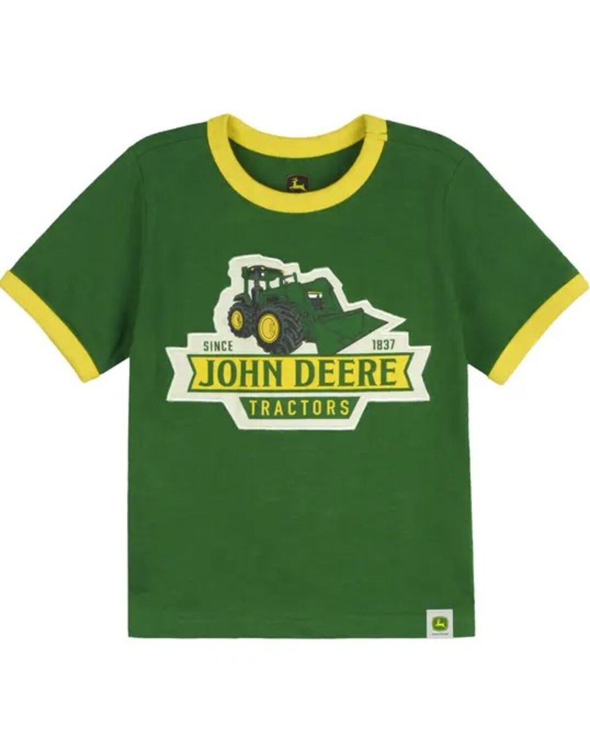 Image #1 - John Deere Toddler Boys' Tractor Patch Short Sleeve Ringer T-Shirt, Green, hi-res