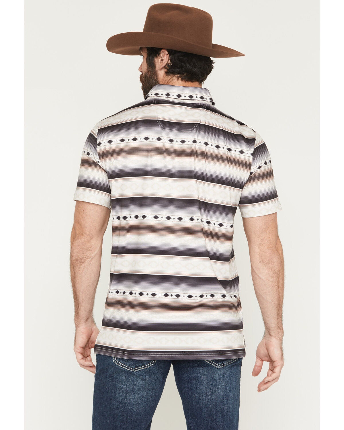 Image #4 - Rock & Roll Denim Men's Southwestern Striped Short Sleeve Button-Down Polo, Natural, hi-res