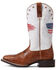 Image #2 - Ariat Women’s Patriot Crackled American Flag Western Performance Boots – Broad Square Toe, Brown, hi-res