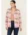 Image #1 - Mainstrip Women's Sequins Long Sleeve Button-Down Shacket, Pink, hi-res