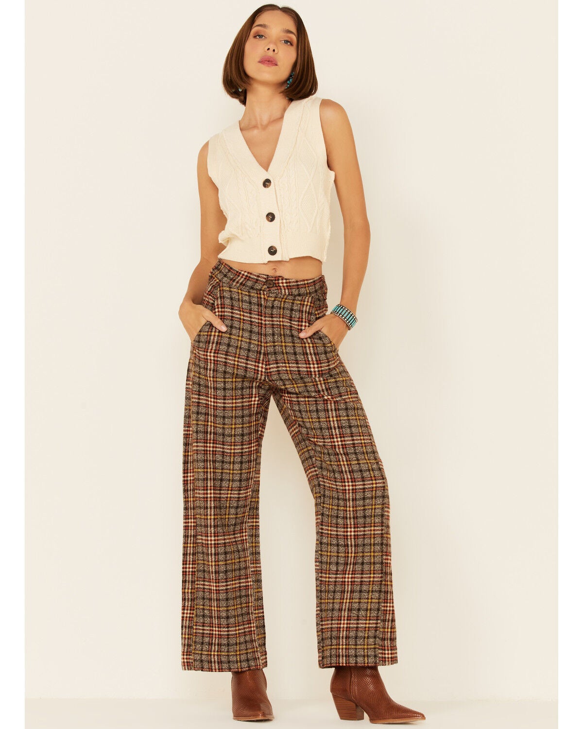 Free People Denson Cable Vest - Cream M
