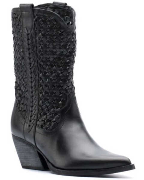 Image #1 - Golo Women's Reverse Woven Shaft Western Fashion Boots - Snip Toe, Black, hi-res