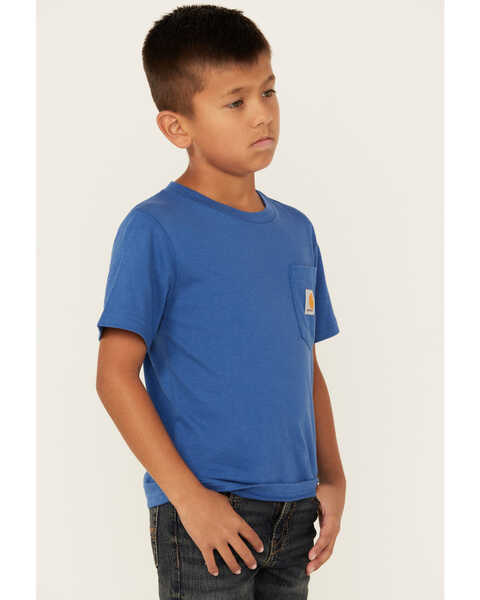 Image #2 - Carhartt Boys' Logo Pocket Short Sleeve T-Shirt, Medium Wash, hi-res