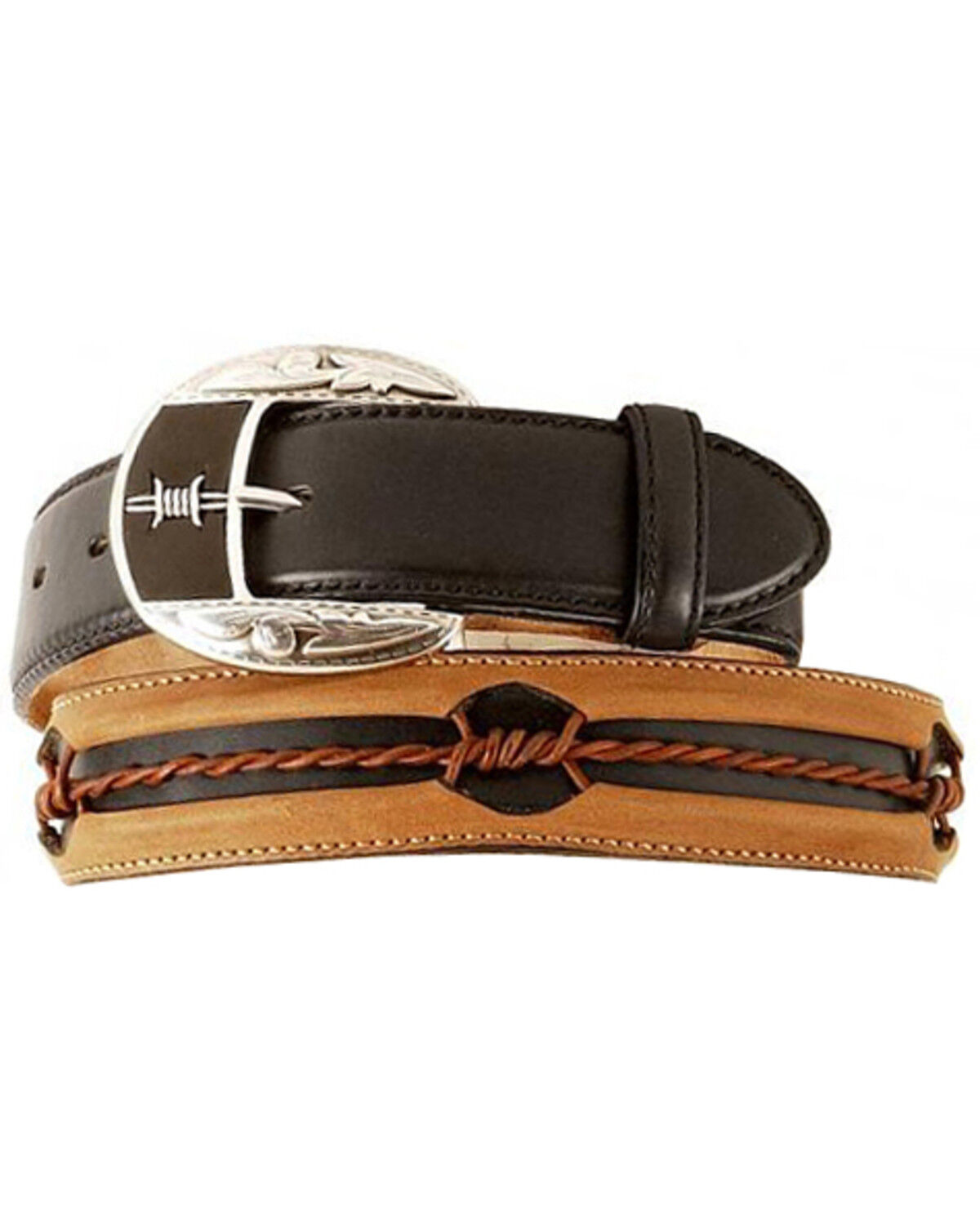 Image #1 - Justin Barbed Wire Belt, Black, hi-res