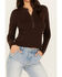 Image #3 - Cleo + Wolf Women's Ribbed Henley Sweater, Chocolate, hi-res