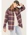 Cleo + Wolf Women's Plaid Print Oversized Long Sleeve Flannel Button Down Shirt, Violet, hi-res