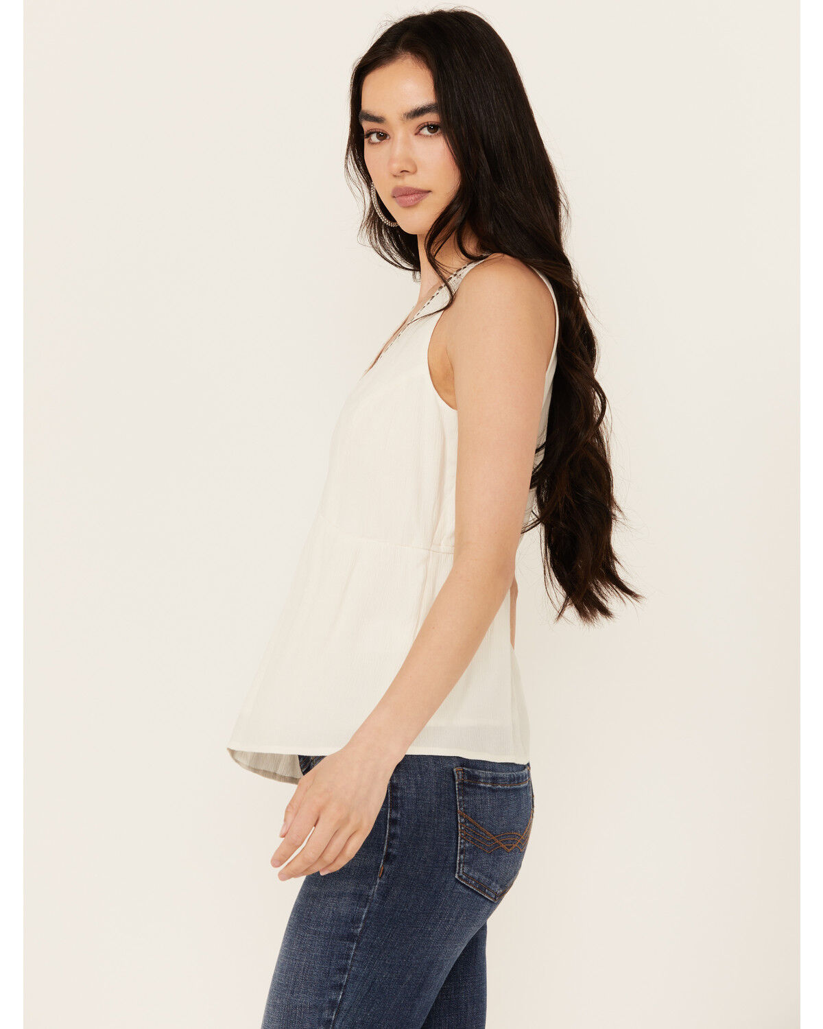 Image #2 - Idyllwind Women's Spruce Criss Cross Front Embellished Tank, Ivory, hi-res