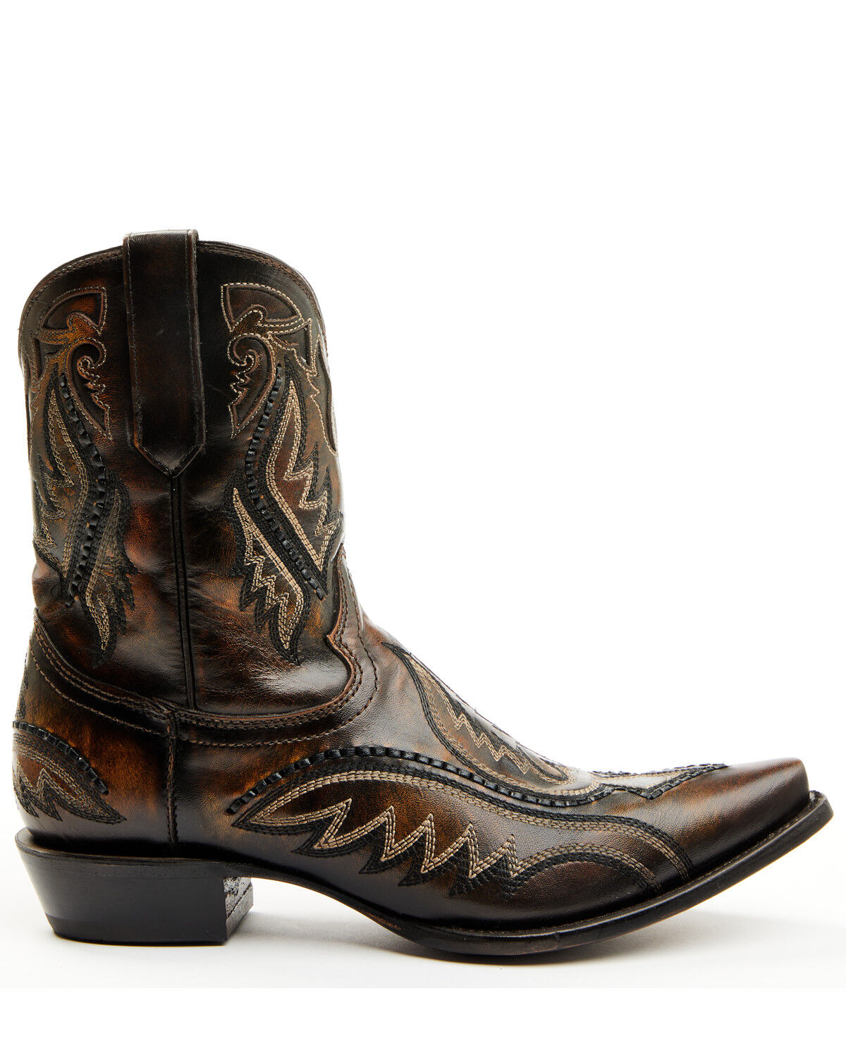 Image #2 - Corral Men's Inlay And Embroidered Short Western Boots - Snip Toe, Red, hi-res