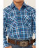 Ely Walker Youth Boys' Plaid Long Sleeve Snap Classic Western Shirt, Navy, hi-res