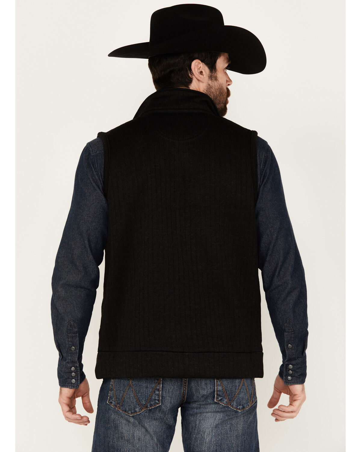 Image #4 - George Strait by Wrangler Men's Zip Logo Vest, Black, hi-res