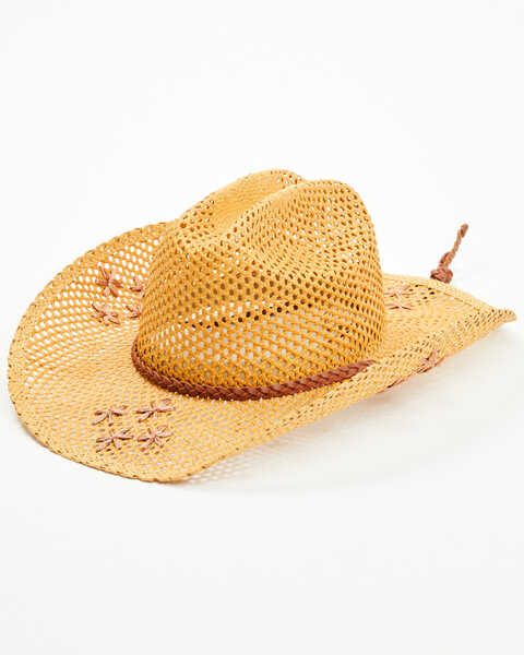 Image #1 - Shyanne Women's Melissa Embroidered Straw Cowboy Hat , Brown, hi-res