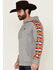 Image #2 - Hooey Men's Canyon Southwestern Sleeve Block Hooded Sweatshirt, Grey, hi-res