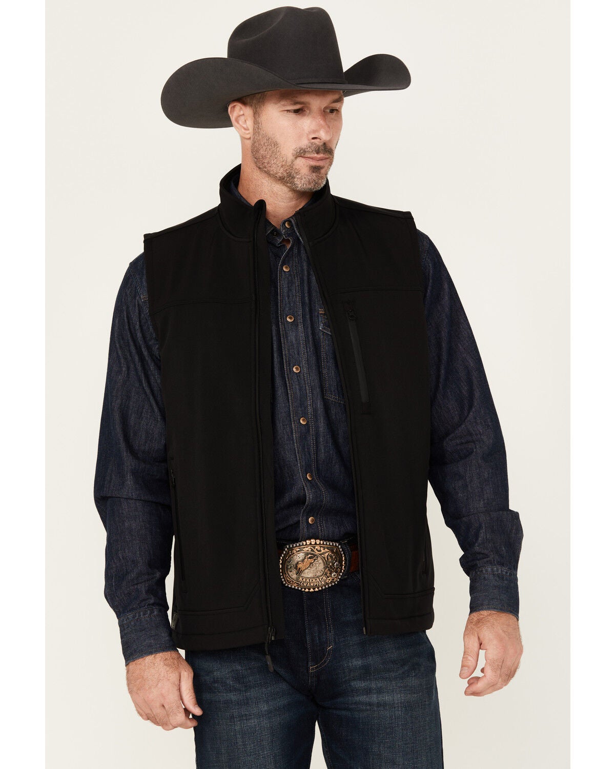 Cody James Men's Estacado Concealed Carry Softshell Vest - Big, Black, hi-res