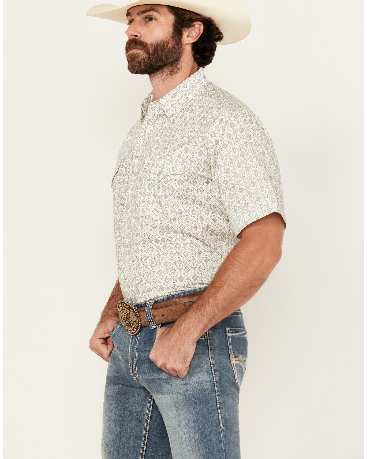 Image #2 - Ely Walker Men's Medallion Print Short Sleeve Snap Western Shirt - Big, , hi-res