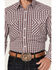 Image #3 - Rough Stock by Panhandle Men's Dobby Plaid Print Long Sleeve Pearl Snap Western Shirt, Burgundy, hi-res