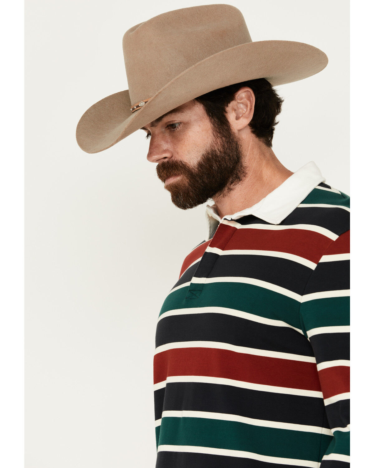 Image #2 - Pendleton Men's Decker Rugby Striped Long Sleeve Polo Shirt, Red, hi-res