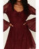 Image #3 - Beyond The Radar Women's Lace Tie Front Mini Dress, Wine, hi-res