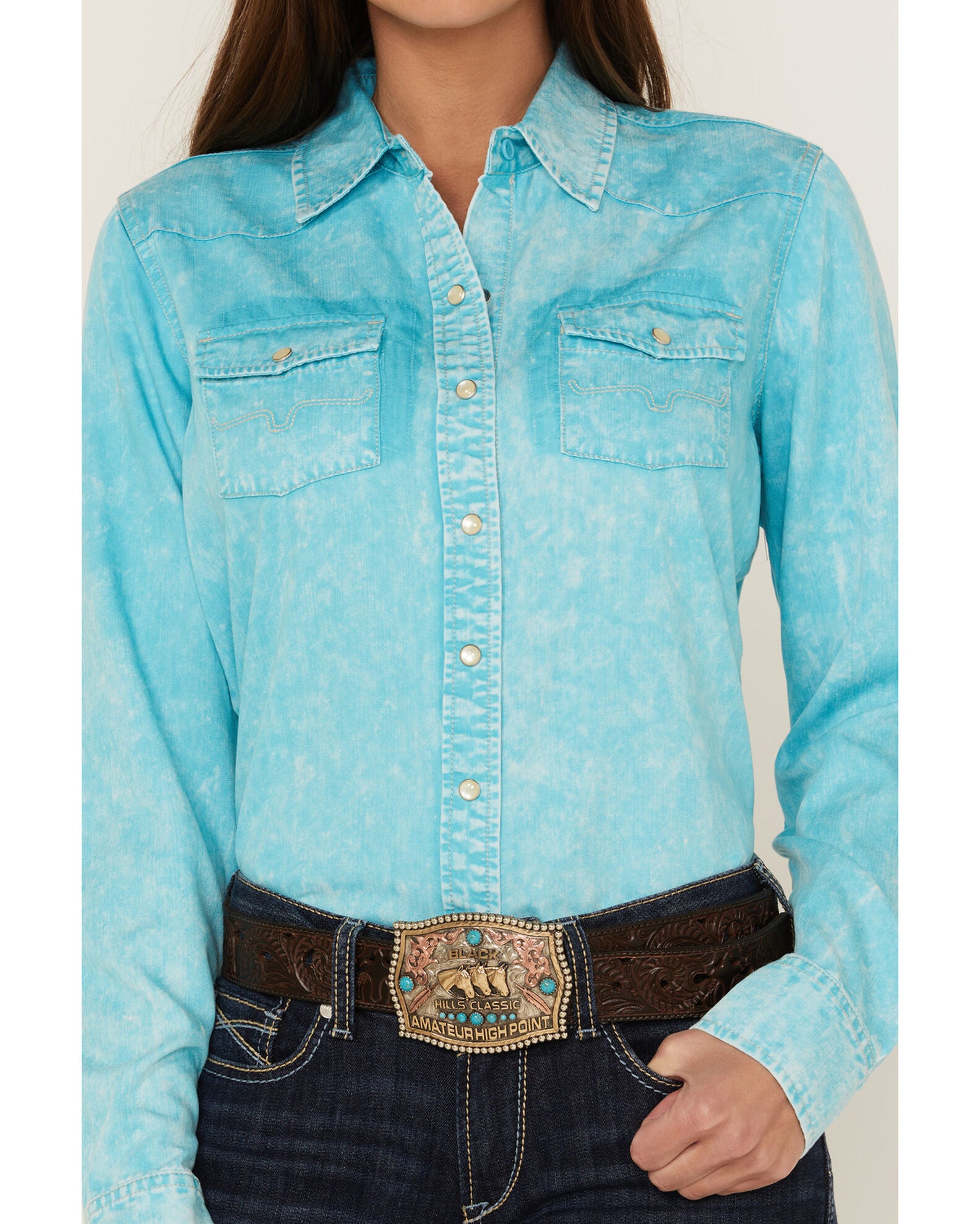 Product Name Kimes Ranch Women's KC Tencel Long Sleeve Pearl Snap Shirt