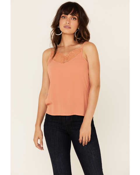 Image #1 - Idyllwind Women's Gone Wild Lace Cami, Peach, hi-res