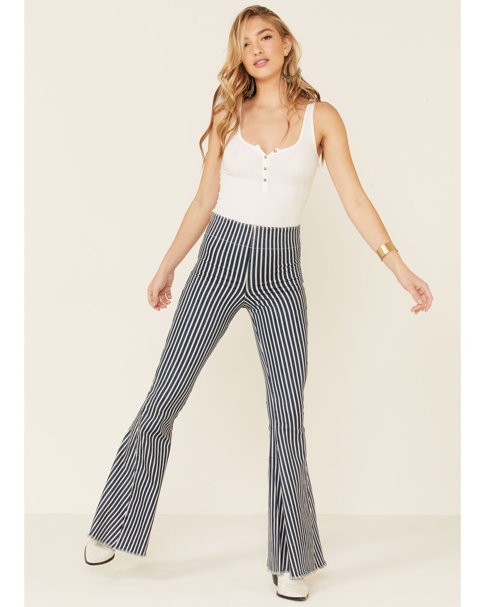 Show Me Your Mumu Women s Berkeley Striped Flare Leg Jeans Sheplers