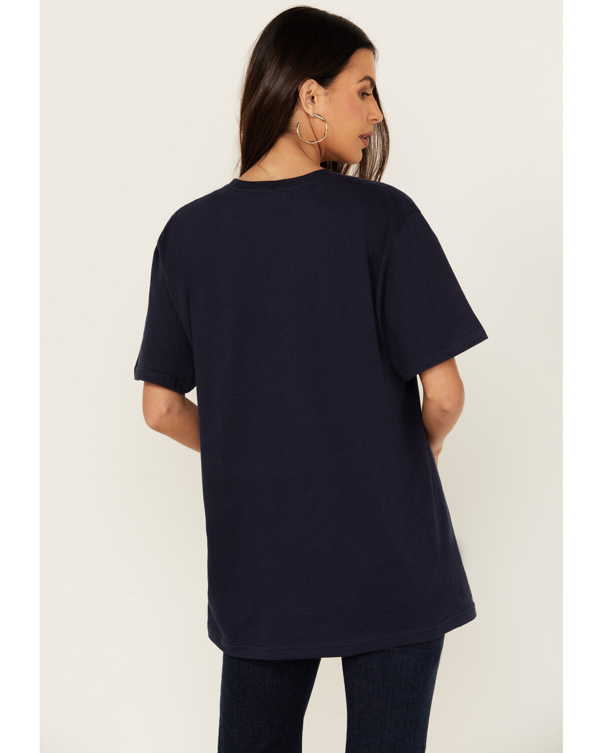 Image #4 - Bohemian Cowgirl Women's Eagle Destructed Short Sleeve Graphic Tee, Navy, hi-res