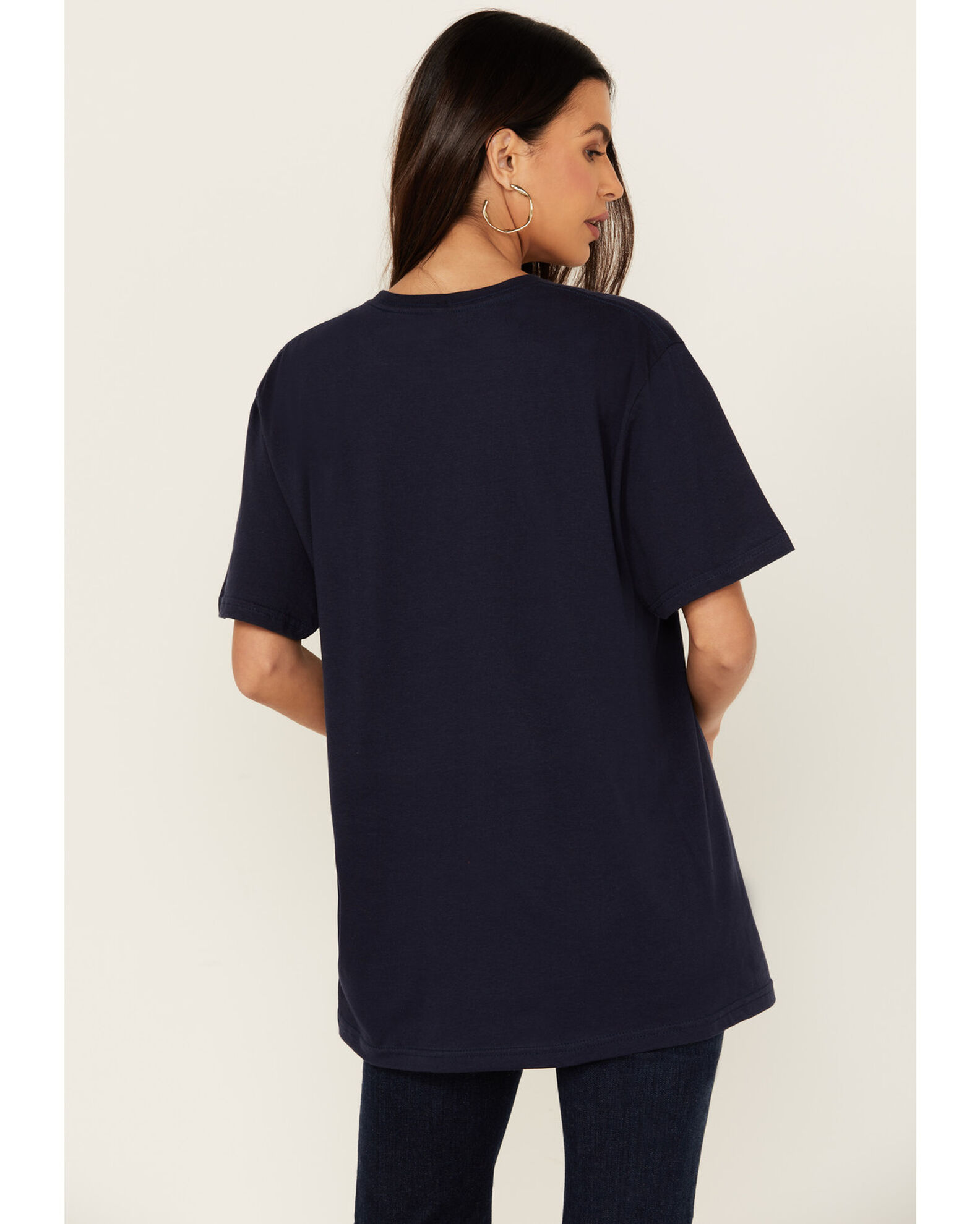 Image #4 - Bohemian Cowgirl Women's Eagle Destructed Short Sleeve Graphic Tee, Navy, hi-res