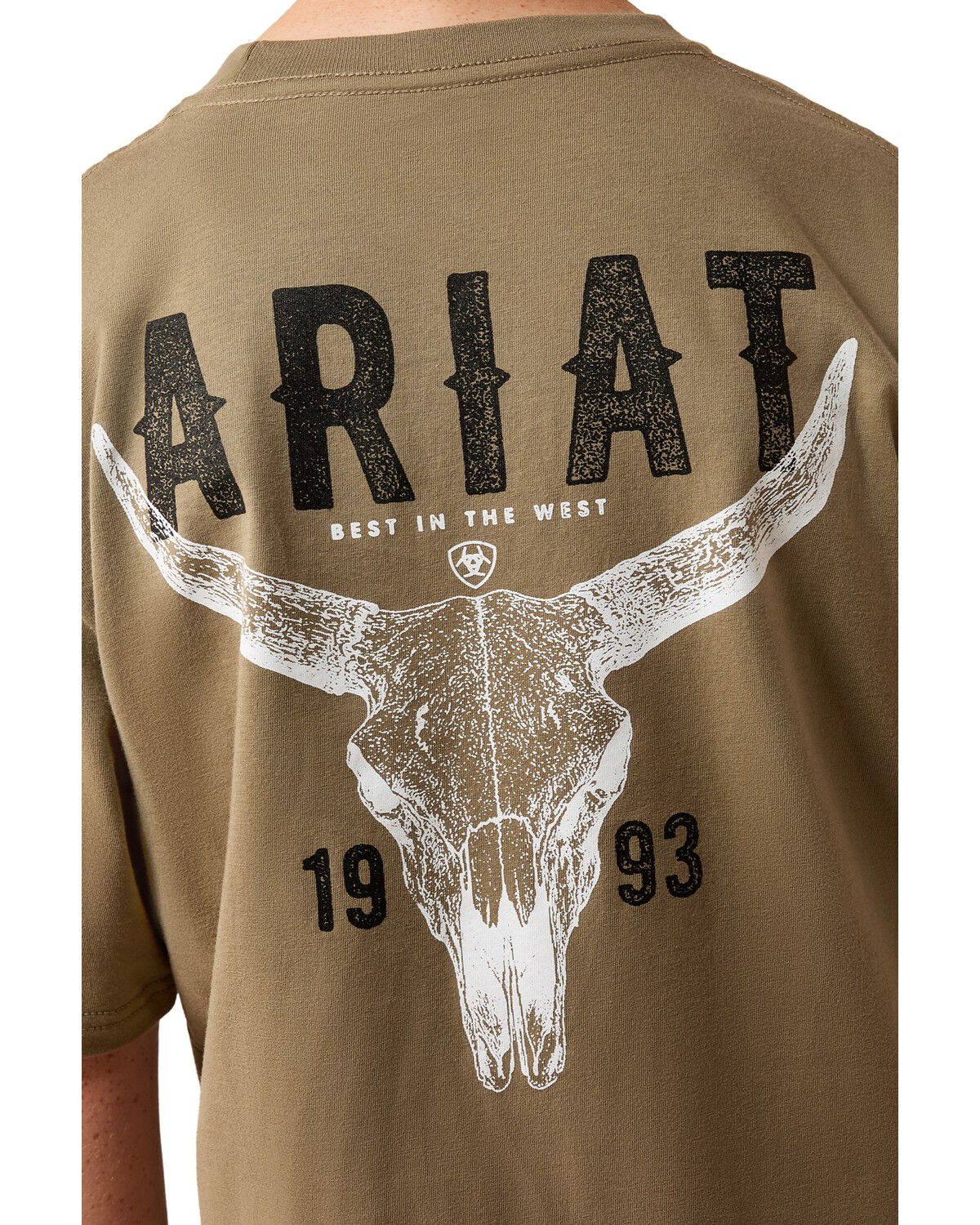 Image #3 - Ariat Boys' Longhorn Logo Short Sleeve Graphic T-Shirt, Tan, hi-res
