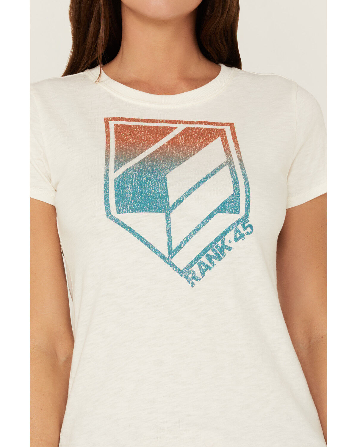 Image #2 - RANK 45® Women's Logo White Graphic Tee, Ivory, hi-res