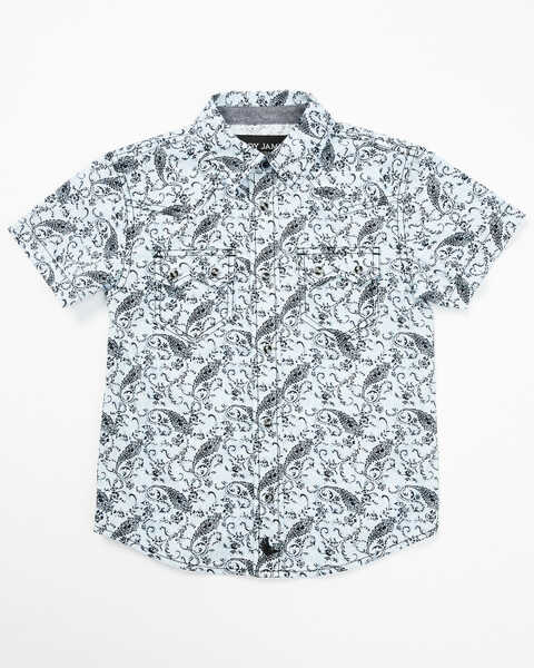 Image #1 - Cody James Toddler Boys' Paisley Print Short Sleeve Snap Western Shirt, , hi-res