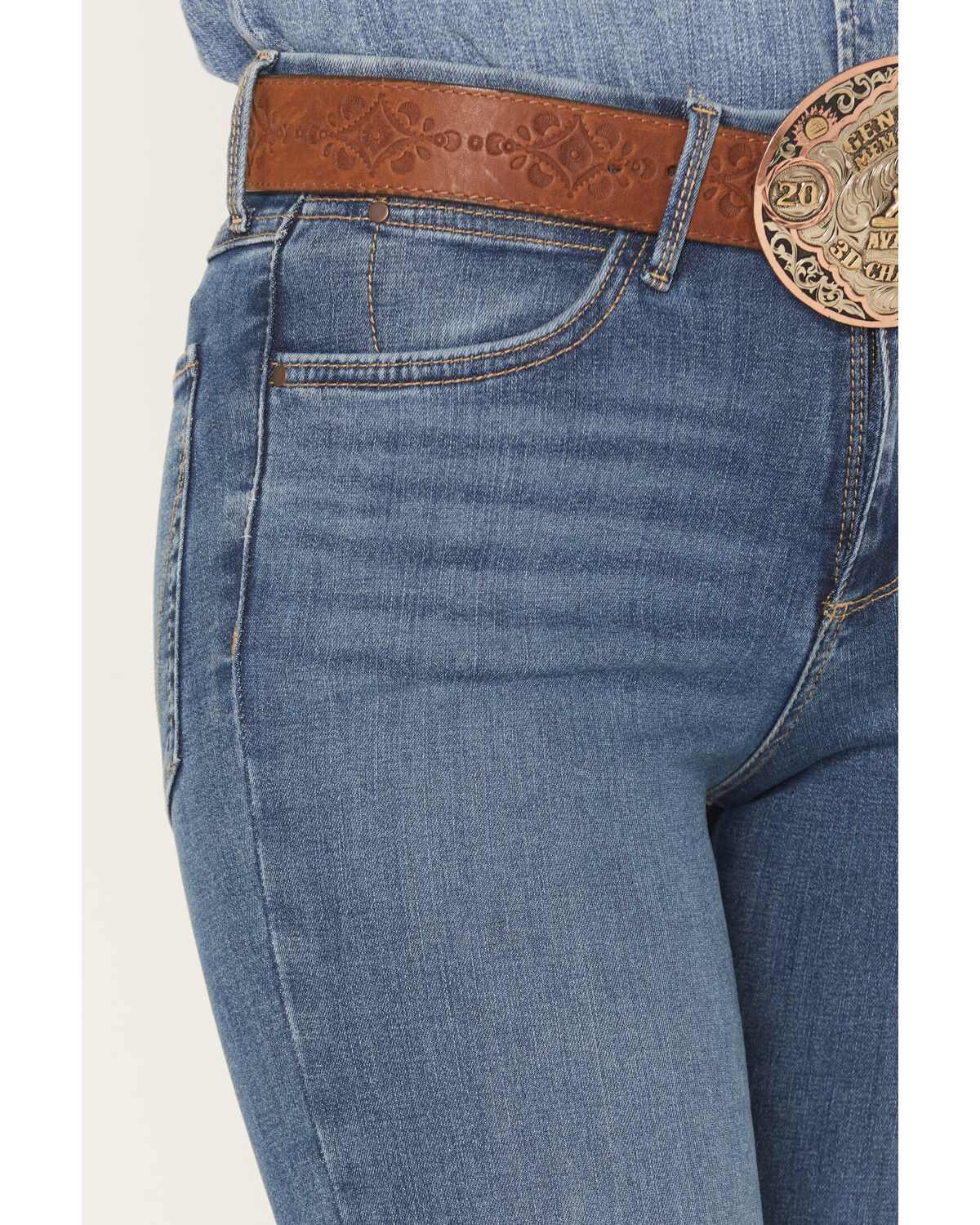 Image #2 - Wrangler Women's Bespoke Elsie Medium Wash High Rise Flare Stretch Denim Jeans, Medium Wash, hi-res