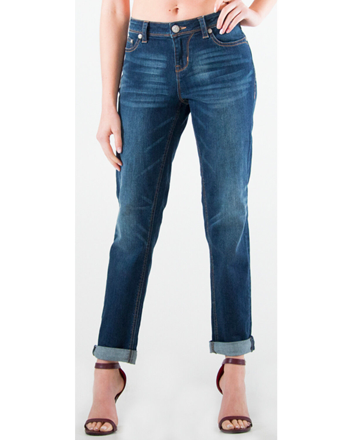 dark blue boyfriend jeans