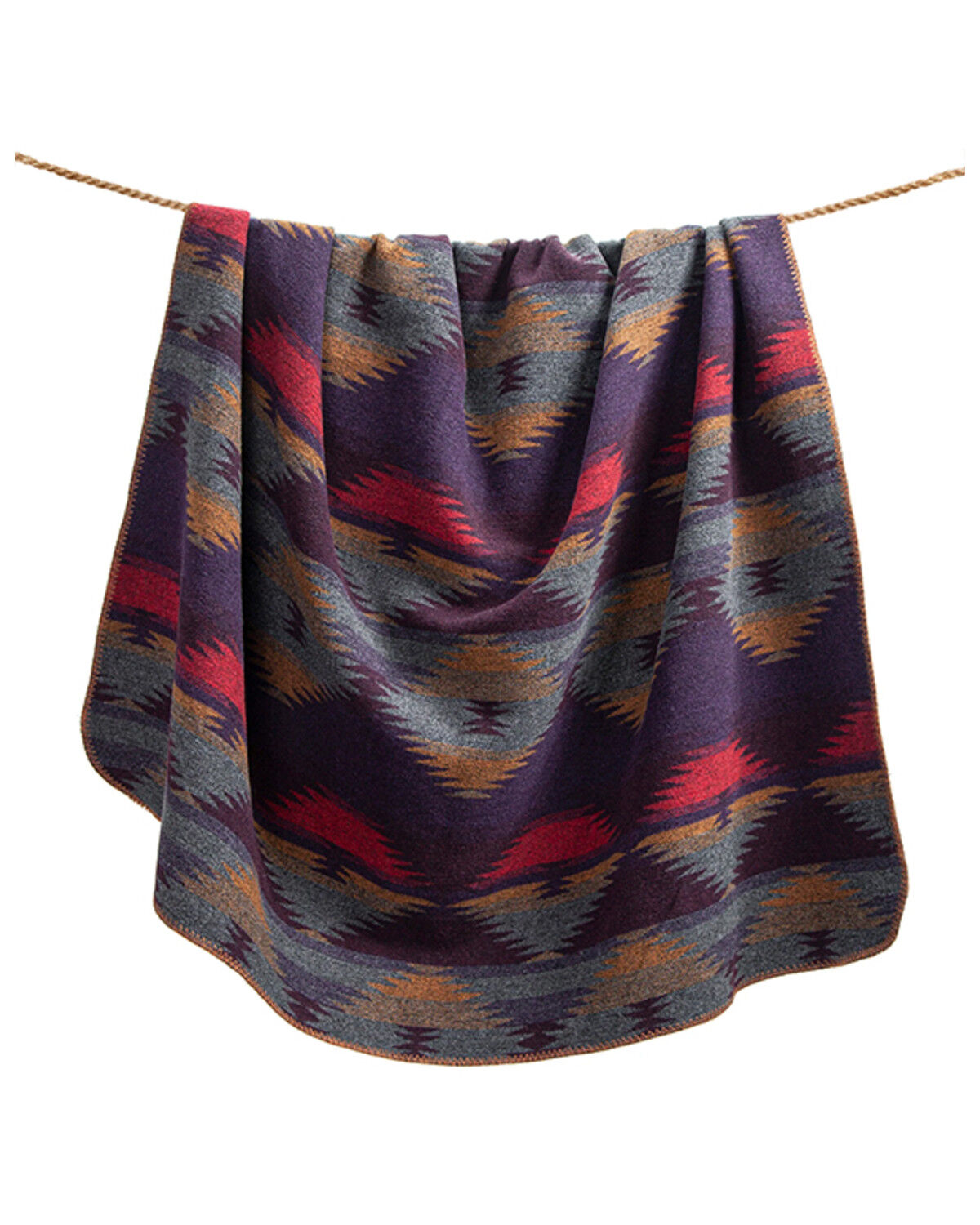 Image #2 - HiEnd Accents Gila Wool Blend Throw Blanket, Purple, hi-res