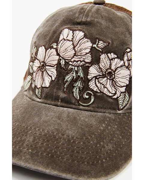 Image #2 - Shyanne Women's Floral Washed Baseball Cap, Brown, hi-res