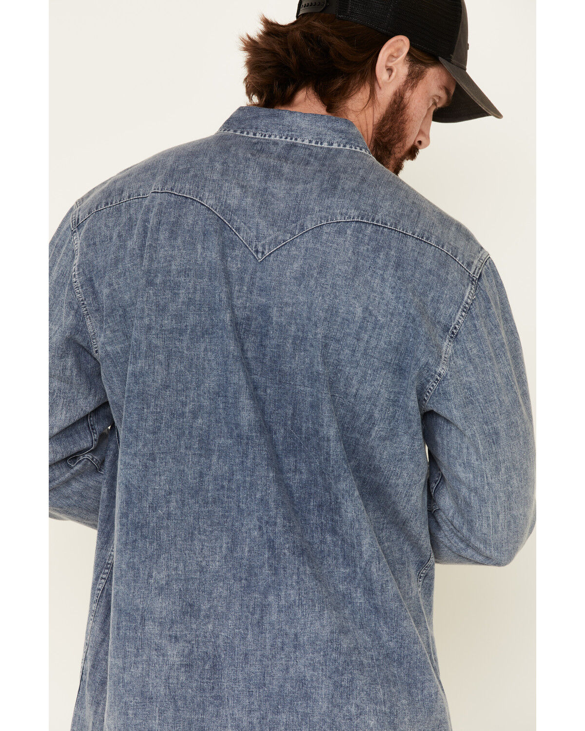 Image #5 - Rock & Roll Denim Men's Long Sleeve Denim Western Shirt, Blue, hi-res