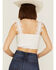 Z&L Women's Costa Solid Smocked Sleeveless Crop Top, White, hi-res