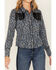 Image #3 - Idyllwind Women's Brooks Print Fringe Long Sleeve Button Down Shirt, Navy, hi-res