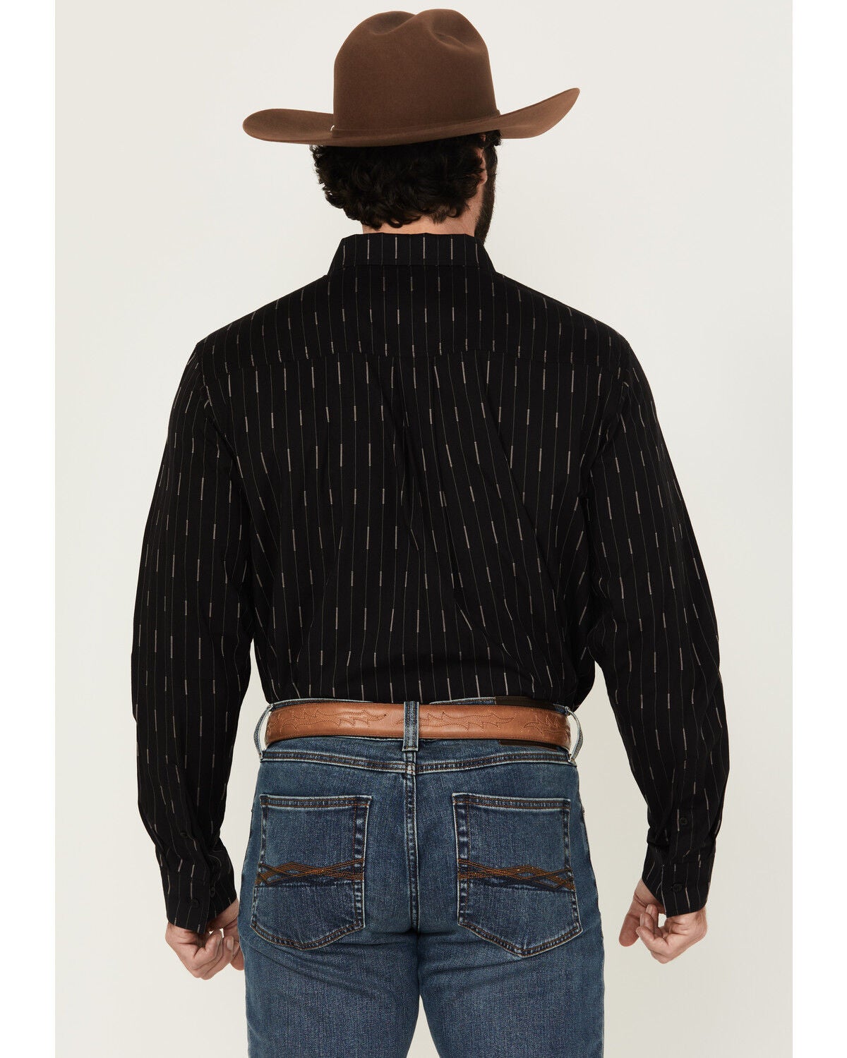 Image #4 - RANK 45&reg; Men's Lotus Abstract Striped Long Sleeve Button-Down Stretch Western Shirt, Black, hi-res