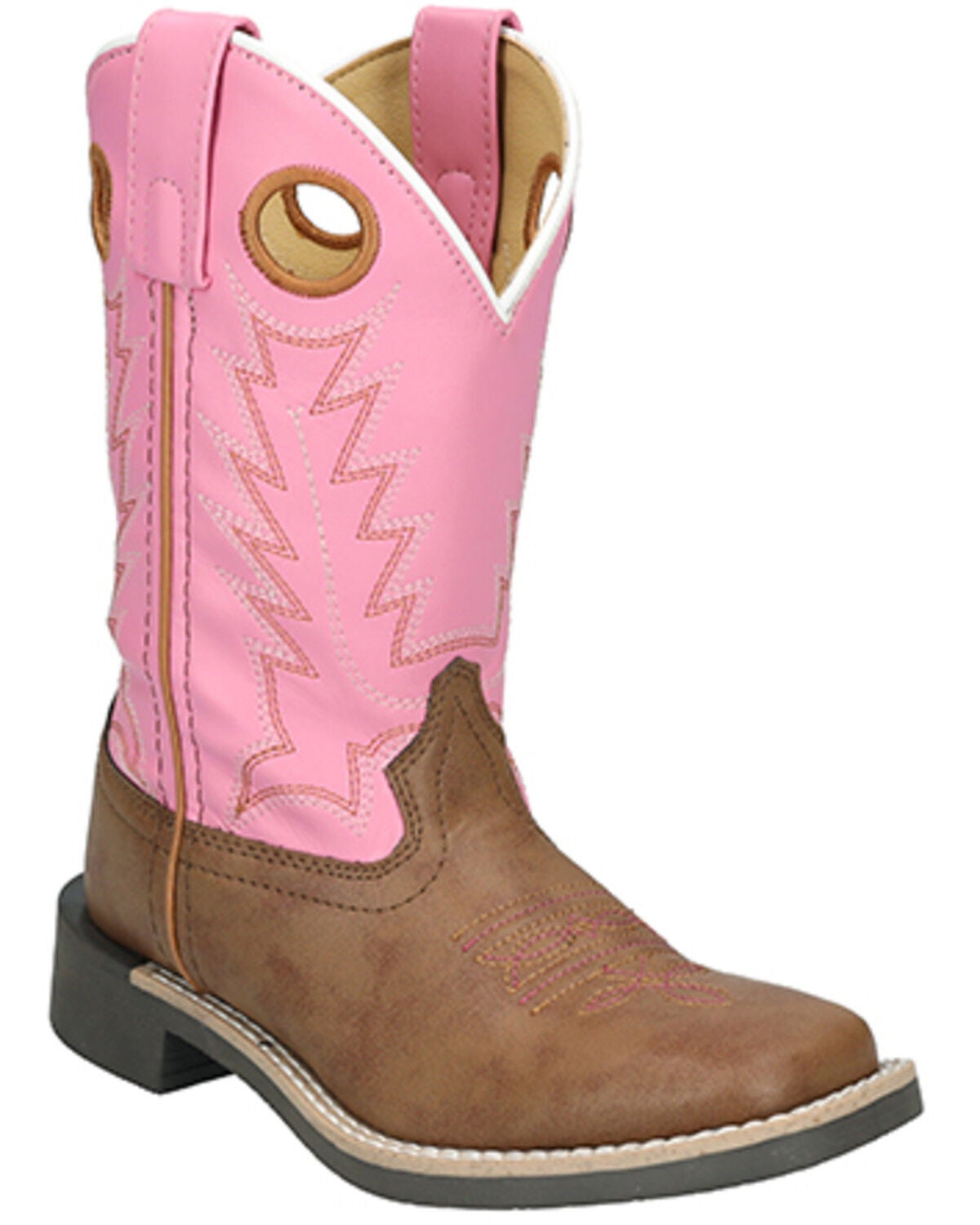Smoky Mountain Little Girls' El Paso Western Boots - Broad Square Toe, Brown/pink, hi-res